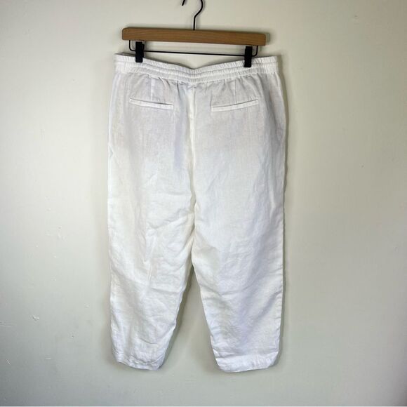 Talbots White with Nude Pockets Relaxed Fit Linen Pants size 12 NWOT - Picture 4 of 8